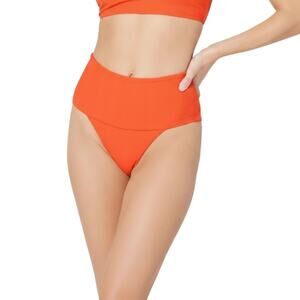 L*Space Desi High Waist Bikini Bottom Orange Ribbed Women Size XS NWOT